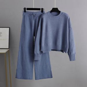 2025 maglione lavorato a maglia <span class=keywords><strong>Casual</strong></span> <span class=keywords><strong>Chic</strong></span> da <span class=keywords><strong>donna</strong></span> e pantaloni larghi rilassati - Product Image 3