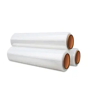 सस्ते औद्योगिक प्लास्टिक पैकिंग लपेटकर बोरी कम शोर जैव सफेद रंग 18 इंच 60 गेज का तार के लिए एलएलडीपीई खिंचाव फिल्म सामान