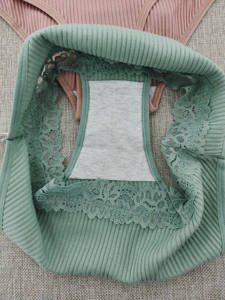 Confezione da 5 pezzi intimo donna adulto mutandine a coste con <span class=keywords><strong>pizzo</strong></span> floreale Sexy mezza copertura Bikini Culottes En Coton - Product Image 4