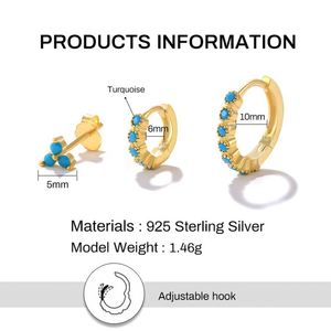 Fashion Vintage Style S 925 Sterling Silver Plated Gold 3 PCS <b>Earring</b> Set <b>Turquoise</b> Triangular <b>Stud</b> <b>Earrings</b> for Gift - Product Image 6
