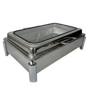 Recipiente para buffet de acero inoxidable rectangular de 3 niveles con tapa, contenedor de alimentos para servir, diseño moderno - Product Image 2