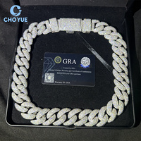Chaîne cubaine 23MM en argent sterling 925, entièrement sertie de moissanite VVS, style hip-hop, collier tendance