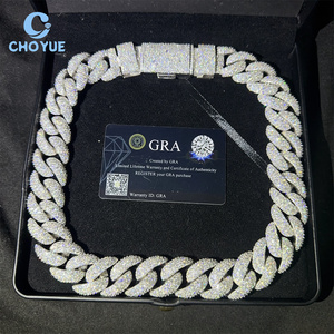 23MM Iced Out VVS Moissanite Diamond Cuban Link Chain Buss <b>Down</b> Hip Hop 925 Sterling Silver Hip Hop Style Trend Jewelry Necklace - Product Image 2