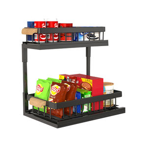 El Mejor Estante Metálico Deslizable Bajo Fregadero de 2 Niveles para Baño y Cocina, Organizador de Accesorios para Puerta de Armario y Estante para Platos - Product Image 2