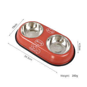 KingHon Stainless Steel Dog and <b>Cat</b> Food Water Bowl Large Small Puppy <b>Feeder</b> Feeding Bowls Non Slip Pet Double Bowl - Product Image 2