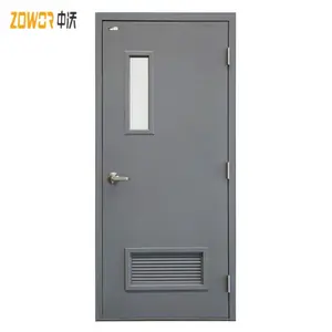 Puertas de persiana de metal ignífugas de seguridad para habitación interior diseño personalizado puerta de acero resistente al fuego de una sola hoja con persiana