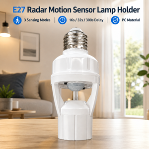 Douille de lampe E27 à détecteur de mouvement radar, directement de l'usine, avec 3 modes de détection et temporisation réglable, adaptateur de douille d'éclairage B2B - Product Image 1