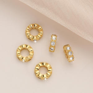 Nueva pulsera de perlas, accesorios para collar, chapado en cobre, 14K, oro Real Color, cuentas de anillo de diamante de circón hechas a mano conservadas - Product Image 3