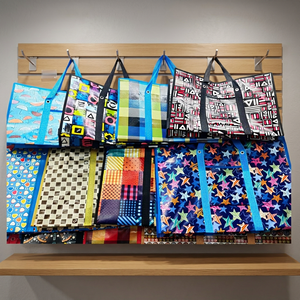 Borsa portaoggetti in tessuto non tessuto 70x50cm 175g 10 pezzi per fascio, motivo geometrico, salvaspazio - Product Image 2