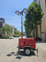 Tour d'éclairage mobile extérieure sur remorque, avec logo personnalisé, couleur LED diesel 5000K lumière du jour, moteur Kubota, générateur hydraulique