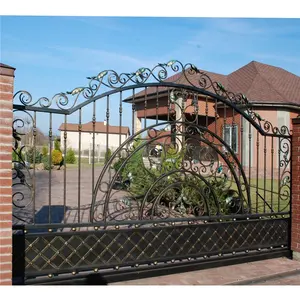 house iron wrought steel track sliding gate