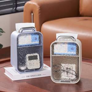 Organisateur de bureau, boîte de rangement de bureau rectangulaire, type vertical, avec couvercle, couleur unie, pour bureau, dortoir d'étudiant, papeterie - Product Image 1