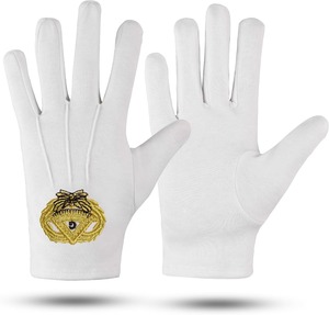 Gants de maçonnerie Uzair Umair Past Master Gold, grande taille, 100% coton, vente en gros à bas prix, pour hommes et femmes. - Product Image 4