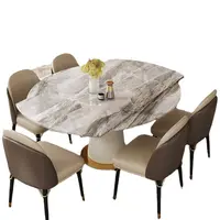 Sedie da pranzo moderne mobili per sala da pranzo in marmo sigillo smalto piano in ardesia tavolo da pranzo e sedie in marmo Set semicerchio estensibile