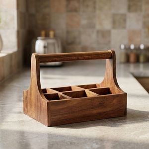 Natural Finished Vintage Adjustable Portable Sustainable Heat Resistant Wooden Caddy Best Selling <b>Kitchen</b> <b>Storage</b> Holder <b>Rack</b> - Product Image 1