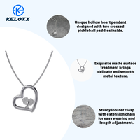 KUAIQIU Collier de clavicule en acier inoxydable électroplaqué de haute qualité avec pendentif cœur Pickleball en acier inoxydable