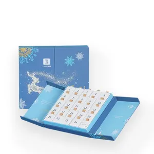 Hot Selling Christmas Packaging Gift Box Custom Luxury 24 Drawers Empty Advent Calendar Packaging Box