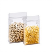 Sachet d'emballage alimentaire transparent biodégradable à fermeture éclair, à fond plat, à huit soudures latérales, refermable, pour noix et snacks, en plastique
