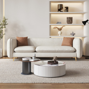 Divano <span class=keywords><strong>Moderno</strong></span> a 3 Posti per Soggiorno con Rivestimento in Tessuto e Imbottitura in Spugna - Product Image 1