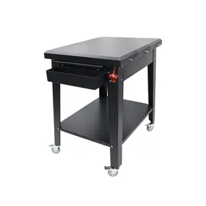 Outdoor Grill Dining Cart Movable Pizza Oven Trolley BBQ Stand outdoor pizza oven table