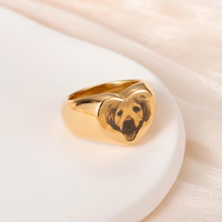Personalisierter Haustier-Foto-Ring CE-Zertifiziert Großhandel Maßgefertigter Herz-Gravur-Ring Edelstahl 18K Vergoldeter Schmuck