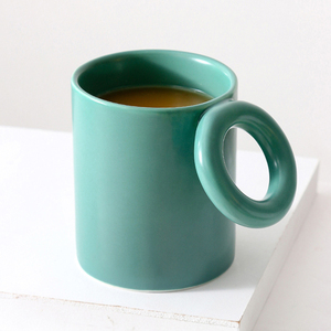 Tasse à café ronde mignonne de petit déjeuner bon marché tasse à eau de bureau à domicile tasse à thé en céramique drôle de couleur verte - Product Image 1