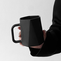 Niche Design artistique tasse géométrique noir mat hexagonal gobelet à eau tasse à café en verre chromé