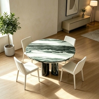 Raffinierter ovaler Esstisch aus zweiteiligem dunkelgrün-schwarzem Marmor, modernes Design, umweltfreundlich, langlebig, 4-Sitzer für gehobene Ansprüche