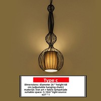 Lustre Rétro pour Bar, Café, Restaurant, Style Européen, en Fer Forgé, Tête Unique, Design Vase Courbé, pour Escalier, Style Campagne Américaine, LED, Noir, avec Abat-jour en Tissu