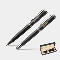 Stylo Roller à Pointe Inclinée en Gel Noir/Bleu avec Clip Creux pour Cadeau d'Affaires et Promotionnel, Stylo Bille en Métal Mat