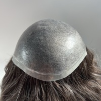 Sistem Rambut Pria PU Injeksi Kulit 100% Rambut Asli Tidak Terlihat Alami untuk Pria