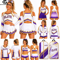 Ensemble de survêtement personnalisé pour club de danse, violet, doré et blanc, tenue d'entraînement de cheerleading, haut de sport