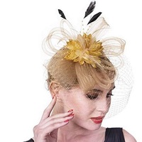Serre-tête Fascinator pour femme avec plumes et fleurs, idéal pour le Derby, les Tea Party, les cocktails et les mariages