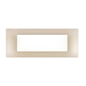 Placa de Tecnopolímero de 7 Vías Color Champán Compatible con Vimar Plana - Product Image 1