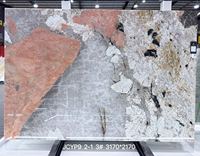 Marmer Dolomit Gunung Salju Merah Muda dengan Kilau Mika Transparan Besar, Gradasi Merah Muda Biru untuk Dinding Latar Belakang Pintu Masuk Vila