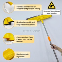 Ensemble de grattoirs jaunes 16in/24in/32in avec manche télescopique en aluminium de 50,3in et clip, outils de finition pour plâtre et cloisons sèches