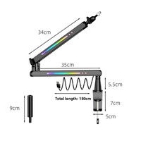 Support de microphone de bureau transfrontalier B.BMIC NB-F50 avec bras articulé, éclairage RGB et hauteur réglable pour diffusion en direct