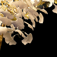 Nouveau produit projet personnalisé décoration intérieure luminaire hôtel villa maison salon céramique blanc feuille de ginkgo lampadaire
