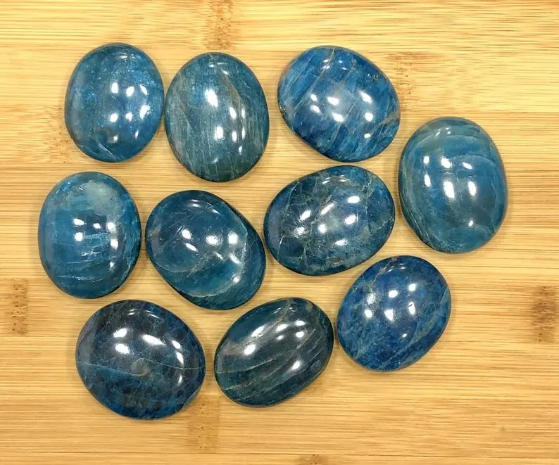 Blue Appetite PalmStone Apatite PalmStone Smooth Polished Apatite Stone PalmStone Pocket Stone Apatite Crystal