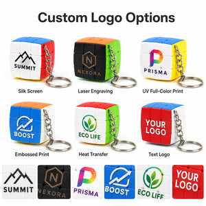 Custom Logo 3x3 Magic Cube Keychain Creative Puzzle Toy <b>Mini</b> Speed Cube <b>Keyring</b> for Promotional Gift Office Toy Stress Relief - Product Image 3