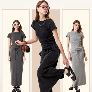 Elegante Falda Recta de Estilo Vintage para Mujer, Primavera, Casual, Nueva Tendencia de Moda, Transpirable, de Algodón, Lavado Industrial, Color Sólido - Product Image 2