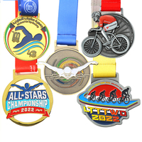 Médailles de prix en métal personnalisées Usine Médailles personnalisées Logo 3D Rugby Soccer Football Basketball Cricket Race Médailles avec ruban