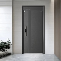 Puerta de Acero Moderna con Marco de Hierro Antirrobo, Diseño Insonorizado, Cerradura Inteligente, para Uso Exterior en Apartamentos/Hoteles/Villas/Escuelas/Entradas
