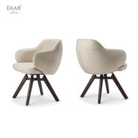 Chaise de salle à manger pivotante à 360° de luxe moderne, fauteuil rembourré minimaliste italien pour salle à manger