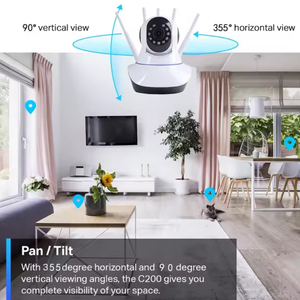 Nuova <span class=keywords><strong>Telecamera</strong></span> IP di Sicurezza Domestica PTZ 360° 720p 1080p Wireless Wi-Fi con Visione Notturna, Controllo Remoto, Sensore CMOS, Rilevamento Movimento e Cloud - Product Image 4