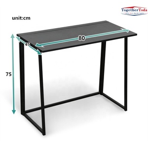 Bureau d'ordinateur portable pliable en fer avec plateau en bois, design moderne, idéal pour l'apprentissage des enfants et le bureau à domicile - Product Image 4