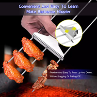 Brochettes de barbecue à 3 dents en acier inoxydable 304 argenté – Fourchettes à kebab réutilisables avec revêtement en poudre pour camping/barbecue en extérieur