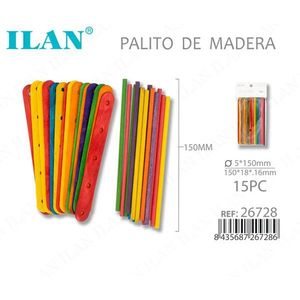 ไม้ไอศกรีม ILAN แบบมีรู ขนาด 150 มม. ชุด 15 ชิ้น สำหรับงานประดิษฐ์ - Product Image 1