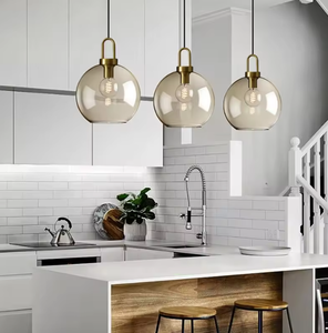 Zèle Éclairage Fantaisie Design Moderne Suspension En Verre Lumière Intérieur Or Cognac Verre Suspension - Product Image 6