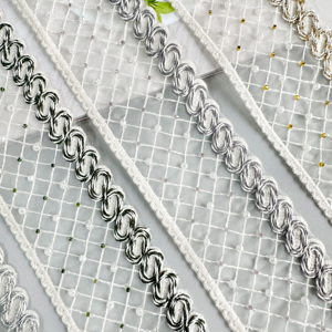 Wholesale Embroidery Tulle Beaded Lace Trim Border Luxury Net Mesh Lace Ribbon for <strong>Dresses</strong> Bridal <strong>Veils</strong> Costumes &amp; Crafts - Product Image 5